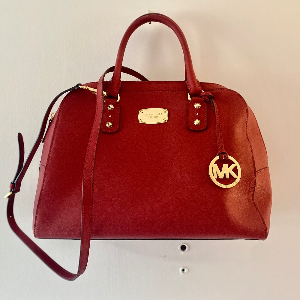 New Michael Kors red leather purse